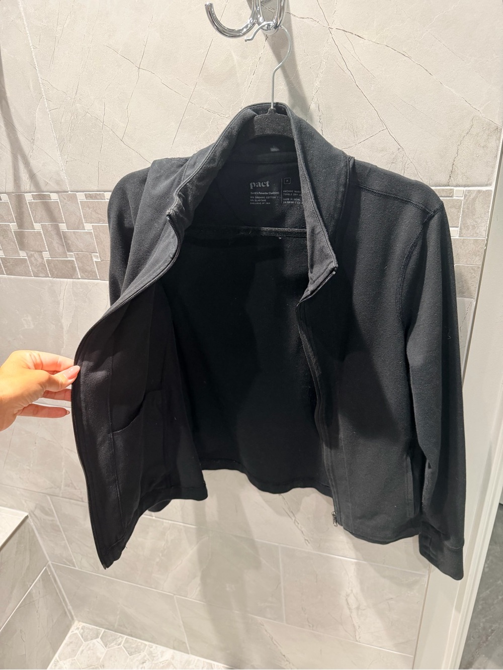 Pact Black Full-Zip Stand Collar Jacket
